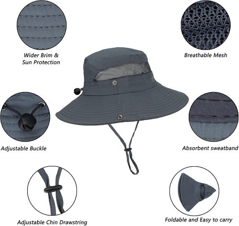 Mens UPF 50+ Summer Sun Hat Outdoor UV Protection Boonie Safari Hat for Fishing Hiking Camping… in Saudi Arabia