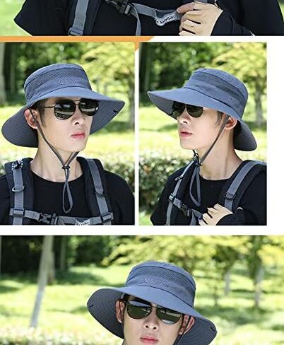 Mens UPF 50+ Summer Sun Hat Outdoor UV Protection Boonie Safari Hat for Fishing Hiking Camping… in Saudi Arabia
