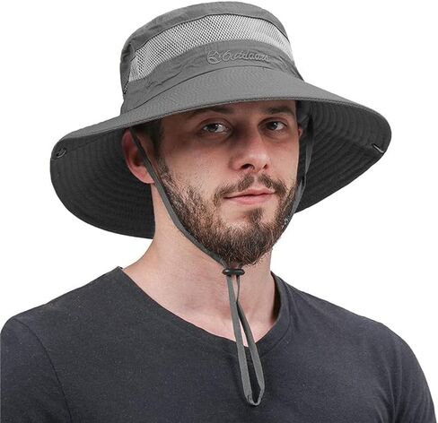 Mens UPF 50+ Summer Sun Hat Outdoor UV Protection Boonie Safari Hat for Fishing Hiking Camping… in Saudi Arabia