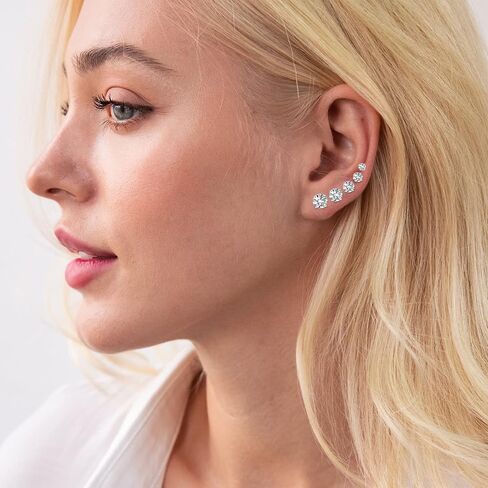 Earrings for Man,5/7 Pairs Stud Earrings Set 316 Stainless Steel Earrings,Hypoallergenic Cubic Zirconia Surgical Steel Earrings for Woman Man Girls (2-8mm) in Saudi Arabia