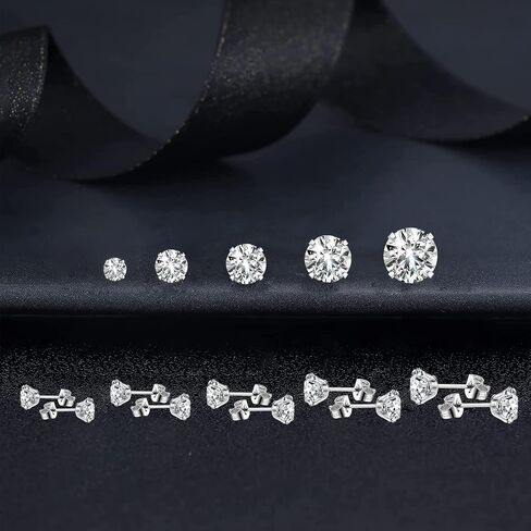 Earrings for Man,5/7 Pairs Stud Earrings Set 316 Stainless Steel Earrings,Hypoallergenic Cubic Zirconia Surgical Steel Earrings for Woman Man Girls (2-8mm) in Saudi Arabia