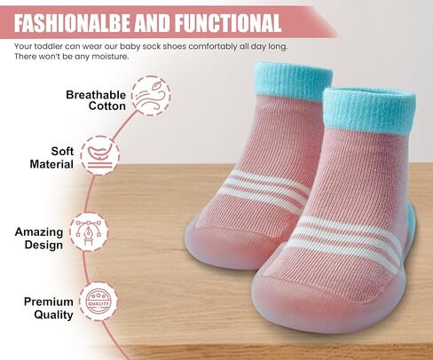 Dookeh Baby Shoes Boys Girls First Walking Shoes Non Slip Soft Sole Sneakers Toddler Infant Babygirl Sock Shoes in Kuwait