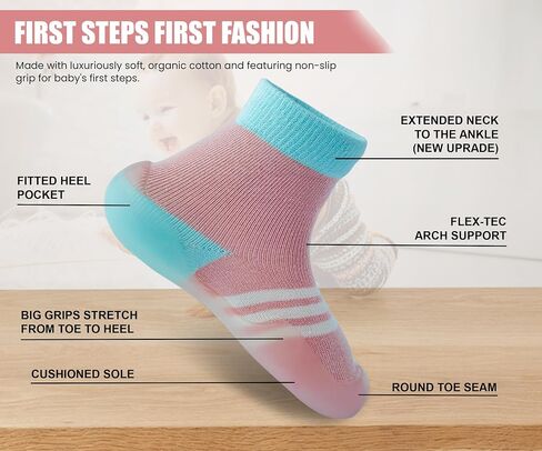 Dookeh Baby Shoes Boys Girls First Walking Shoes Non Slip Soft Sole Sneakers Toddler Infant Babygirl Sock Shoes in Kuwait