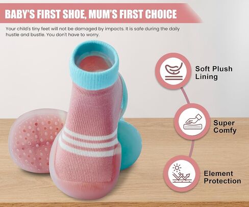Dookeh Baby Shoes Boys Girls First Walking Shoes Non Slip Soft Sole Sneakers Toddler Infant Babygirl Sock Shoes in Kuwait
