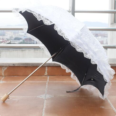 Honeystore Vintage Sun Umbrella 2 Folding Bridal Wedding Lace Parasol Decoration in Saudi Arabia