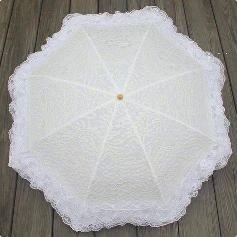 Honeystore Vintage Sun Umbrella 2 Folding Bridal Wedding Lace Parasol Decoration in Saudi Arabia