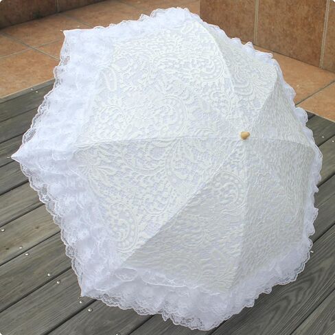 Honeystore Vintage Sun Umbrella 2 Folding Bridal Wedding Lace Parasol Decoration in Saudi Arabia