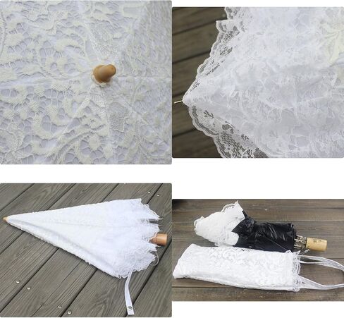 Honeystore Vintage Sun Umbrella 2 Folding Bridal Wedding Lace Parasol Decoration in Saudi Arabia