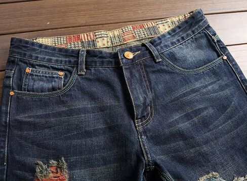 DSDZ Men's Colorful Ripped Holes Straight Fit Jeans in Kuwait