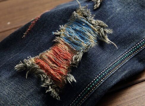 DSDZ Men's Colorful Ripped Holes Straight Fit Jeans in Kuwait