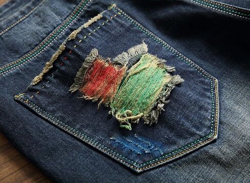 DSDZ Men's Colorful Ripped Holes Straight Fit Jeans in Kuwait