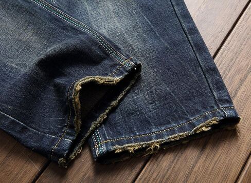 DSDZ Men's Colorful Ripped Holes Straight Fit Jeans in Kuwait