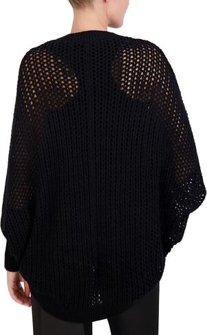 BCBGMAXAZRIA Women's Crew Neck Asymmetrical Long Sleeve Open Knit Pullover Sweater Top in Saudi Arabia