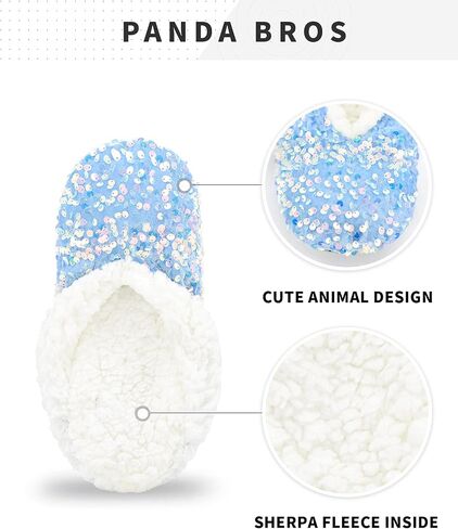 Panda Bros Womens Ballerina Sequin Slippers, Bling House Slippers With Grippers in Saudi Arabia