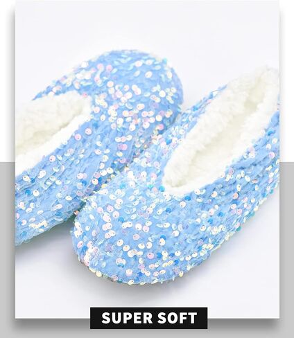 Panda Bros Womens Ballerina Sequin Slippers, Bling House Slippers With Grippers in Saudi Arabia