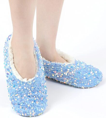 Panda Bros Womens Ballerina Sequin Slippers, Bling House Slippers With Grippers in Saudi Arabia
