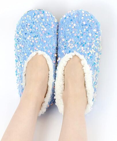 Panda Bros Womens Ballerina Sequin Slippers, Bling House Slippers With Grippers in Saudi Arabia