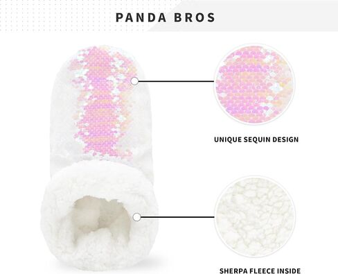 Panda Bros Womens Ballerina Sequin Slippers, Bling House Slippers With Grippers in Saudi Arabia