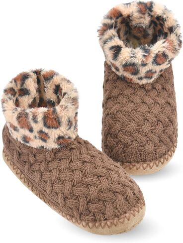 DICUIRD Slipper Socks for Women,Womens Boots Slippers,Slipper Boot with Soft Soles,Warm Cozy Fluffy Sherpa Lined Booties Slipper Socks,Womens Christmas Slipper Gifts in Kuwait