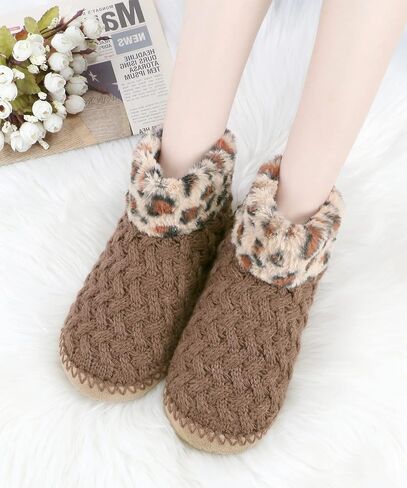 DICUIRD Slipper Socks for Women,Womens Boots Slippers,Slipper Boot with Soft Soles,Warm Cozy Fluffy Sherpa Lined Booties Slipper Socks,Womens Christmas Slipper Gifts in Kuwait