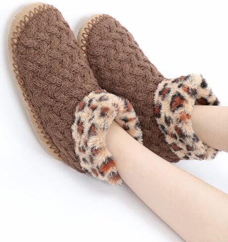 DICUIRD Slipper Socks for Women,Womens Boots Slippers,Slipper Boot with Soft Soles,Warm Cozy Fluffy Sherpa Lined Booties Slipper Socks,Womens Christmas Slipper Gifts in Kuwait