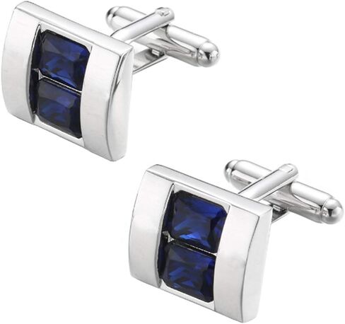 Rectangle Sapphire Blue Crystal Cufflinks Blue Crystal Gem stone Cuff links YW04u in Saudi Arabia