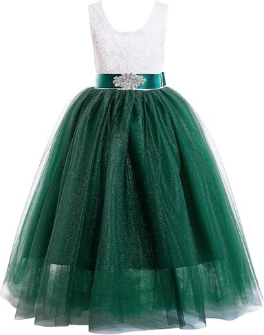 Glamulice Sleeveless Flower Girl Dress A-Line Straight Tutu Tulle Backless Princess Puffy Lace Dresses Fancy Party Gown in Saudi Arabia