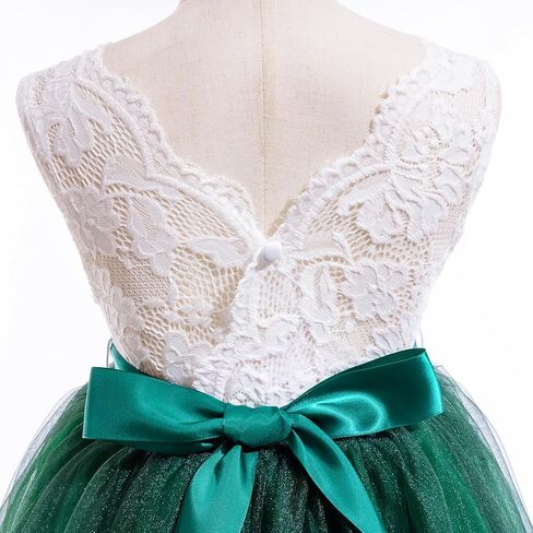 Glamulice Sleeveless Flower Girl Dress A-Line Straight Tutu Tulle Backless Princess Puffy Lace Dresses Fancy Party Gown in Saudi Arabia