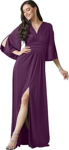 KOH KOH Womens Long Bridesmaid Cocktail Evening Short Sleeve Maxi Dress Gown in Saudi Arabia
