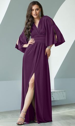 KOH KOH Womens Long Bridesmaid Cocktail Evening Short Sleeve Maxi Dress Gown in Saudi Arabia
