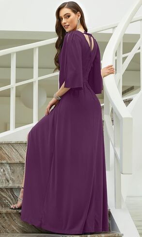 KOH KOH Womens Long Bridesmaid Cocktail Evening Short Sleeve Maxi Dress Gown in Saudi Arabia
