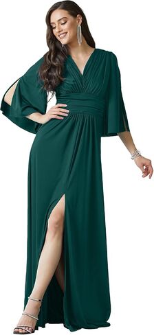 KOH KOH Womens Long Bridesmaid Cocktail Evening Short Sleeve Maxi Dress Gown in Saudi Arabia