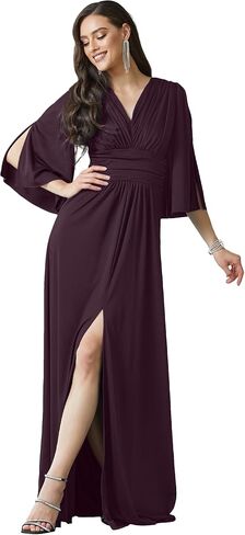 KOH KOH Womens Long Bridesmaid Cocktail Evening Short Sleeve Maxi Dress Gown in Saudi Arabia