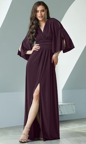 KOH KOH Womens Long Bridesmaid Cocktail Evening Short Sleeve Maxi Dress Gown in Saudi Arabia