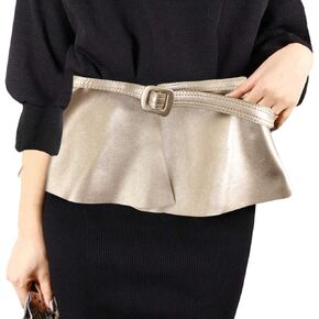 Women's Adjustable Faux Leather Peplum Cinch Belt Wide Waistband Skirt Belt Mother's Day Gift