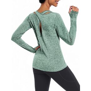 قميص اليوجا للسيدات بأكمام طويلة من ADOME قمصان التمرين للنساء سريعة الجفاف وصالة الألعاب الرياضية والجري بلايز اليوغا in Kuwait