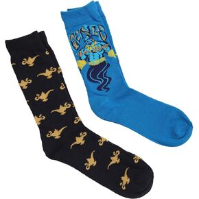 Aladdin Live Action Men's Aladdin Live Action 2 Pack Crew Casual Sock, Socks, Assorted Blue, Shoe Size 6-13 US in Saudi Arabia