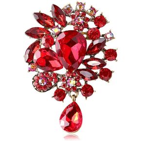 COLORFUL BLING Rhinestone Brooch Pin Red Leaf Brooch Pin Blue Vintage Brooch Pin Jewelry Accessory Gifts Decoration in Saudi Arabia