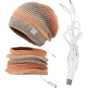 مجموعة قبعة صغيرة دافئة وتدفئة للرقبة من MoreChioce، مجموعة وشاح شتوي 2 في 1 5 فولت لتدفئة الرقبة الكهربائية القابلة لإعادة الشحن عبر USB in Kuwait