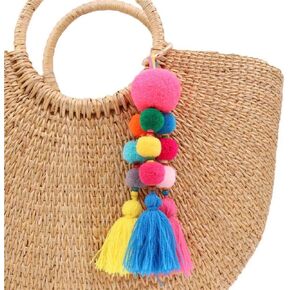 QTMY Colorful Tassel Bag Charm for Women,Layered Tassel Keychain Keyring Purse Handbag Decor Pendant (9)