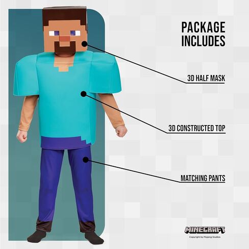 Steve Deluxe Minecraft Costume, Multicolor, Medium (7-8) in Saudi Arabia