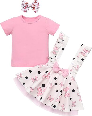 IDOPIP زي عيد الميلاد الأول للفتيات الصغيرات رومبير علوي + حمالات تنورة توتو مجموعة مع عصابة رأس 3 قطع زي الهالوين للأطفال الصغار in Kuwait