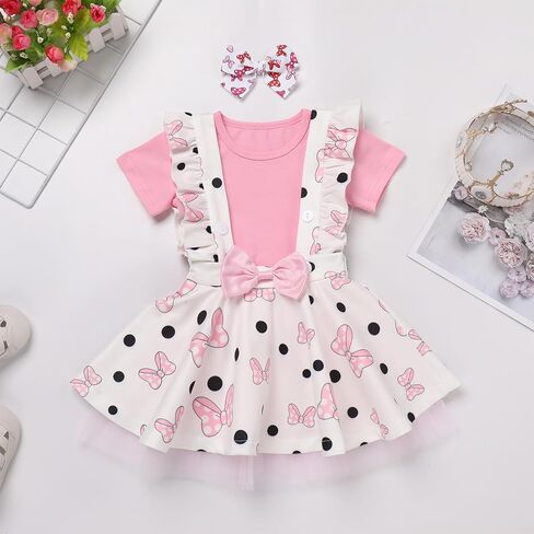 IDOPIP زي عيد الميلاد الأول للفتيات الصغيرات رومبير علوي + حمالات تنورة توتو مجموعة مع عصابة رأس 3 قطع زي الهالوين للأطفال الصغار in Kuwait