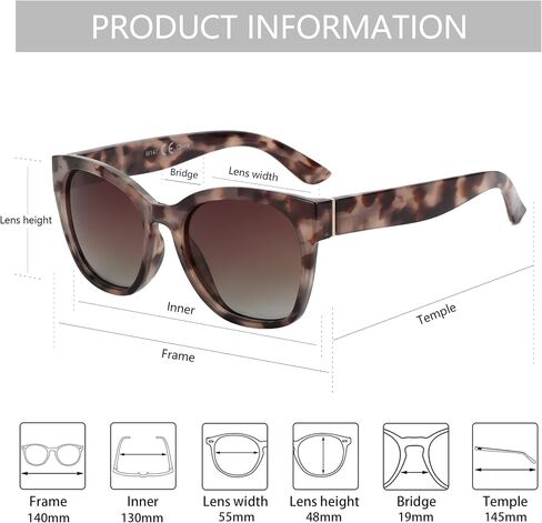 نظارات شمسية مستقطبة من ZENOTTIC Cateye للنساء - نظارات شمسية كبيرة الحجم حماية من الأشعة فوق البنفسجية 400 بتصميم كلاسيكي in Saudi Arabia
