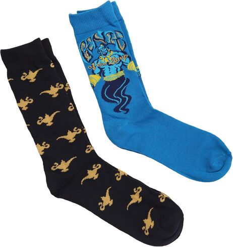 Aladdin Live Action Men's Aladdin Live Action 2 Pack Crew Casual Sock, Socks, Assorted Blue, Shoe Size 6-13 US in Saudi Arabia