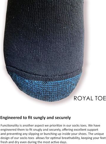 Royal Toe Crew Casual Athletic Dress Socks for Men - Classic Black - Cushioned with Superior Comfort in Saudi Arabia