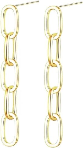 Gold Paperclip Hoop Earrings for Women Square Hoop Rectangle Earrings for Women Chunky Convertible Link Earrings Dangle Trendy Square Hoop Earrings Geometric Rectangle Huggie Drop Earrings for Womens in Kuwait