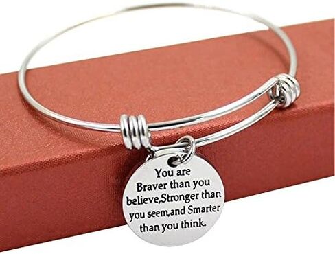 AleapDoll 3-Pack ملهمة أساور أساور مجموعة هدايا للنساء الفتيات الفولاذ المقاوم للصدأ تحفيزية محفورة رسالة الكلمات أساور قابل للتعديل in Kuwait