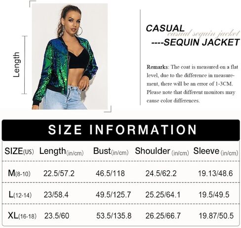 جاكيت منفوخ مطرز بالترتر للنساء لرأس السنة الجديدة من JAKAWIN، بأكمام طويلة، سترات ديسكو للحفلات الموسيقية ومهرجانات الكريسماس in Kuwait