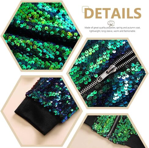 جاكيت منفوخ مطرز بالترتر للنساء لرأس السنة الجديدة من JAKAWIN، بأكمام طويلة، سترات ديسكو للحفلات الموسيقية ومهرجانات الكريسماس in Kuwait